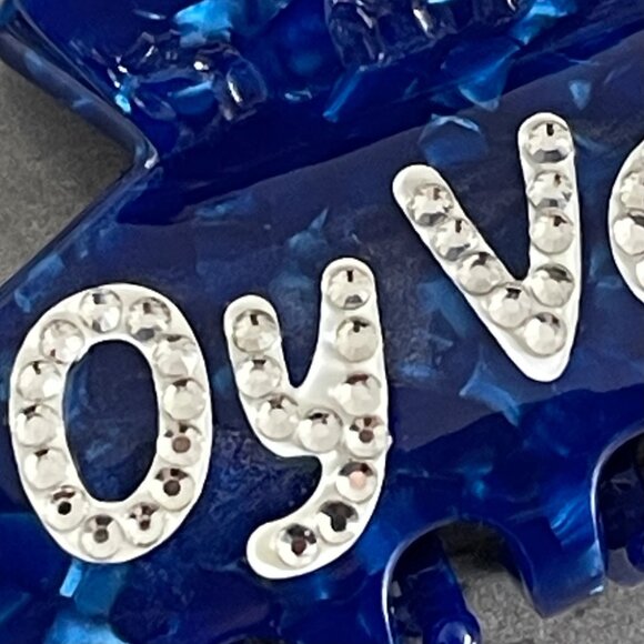 Blue “Oy Vey!” Swarovski Hair Claw Clip NWT / Sealed – Acrylic Statement Clip